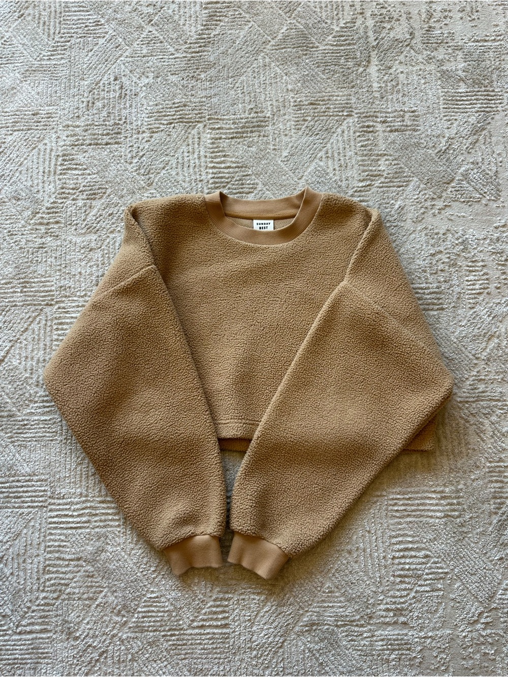 Sunday Best Cropped Teddy Jacket in Tan